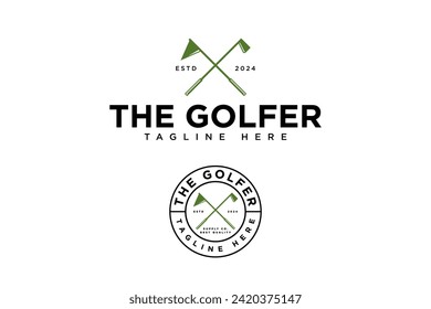 colección vectorial del logo de palo de golf y bandera para golfista, golf y campeón