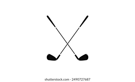 Stick Golf Icon, schwarze isolierte Silhouette