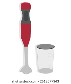 Stick hand blender.Immersion blender and beaker 