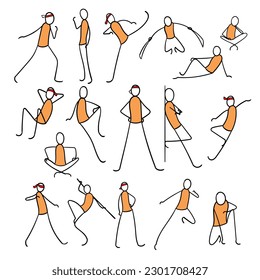 Stick hero poses. Several position. Different angles.