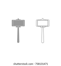 Stick holder for selfie grey icon .