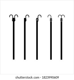 Stick With Hook On End Icon, Hook Attached At The End Of Stick Vector Art Illustration