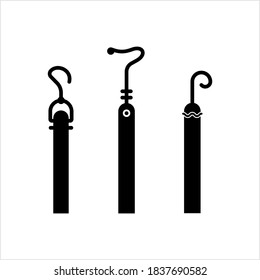 Stick With Hook On End Icon, Hook Attached At The End Of Stick Vector Art Illustration