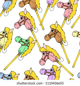 stick horses seamless pattern