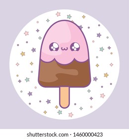 stick ice cream in kawaii style