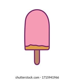 Stick ice cream line and fill style icon design, Sweet dessert food flavor scoop summer dairy and tasty Vector illustration