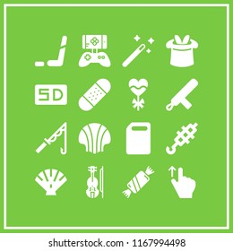 stick icon. 16 stick vector set. magic hat, brochette, band aid and shell icons for web and design about stick theme