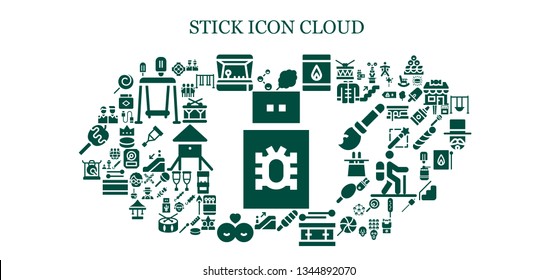 stick icon set. 93 filled stick icons.  Simple modern icons about  - Usb, Friends, Popsicle, Arcade game, Cotton candy, Matchbox, Drum, Escalator, Gong, Hug, Swing, Playground