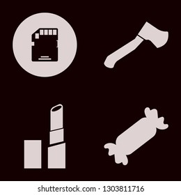 stick icon set with memory card, axe and candy vector illustration