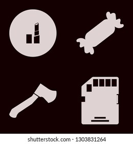stick icon set with memory card, candy and axe vector illustration