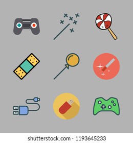 stick icon set. vector set about pendrive, band aid, game controller and usb icons set.