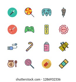 stick icon set. vector set about sticker, lollipop, usb and honey icons set.