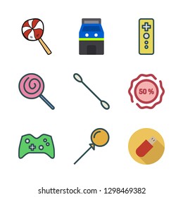 stick icon set. vector set about arcade, game controller, lollipop and sticker icons set.