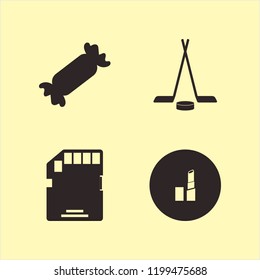 stick icon. stick vector icons set memory card, hockey, lipstick and candy