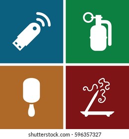 stick icons set. Set of 4 stick filled icons such as usb signal