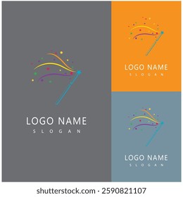 Stick magic stick background logos vector illustration design