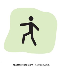 stick man action figure running isolated on trendy pastel color background