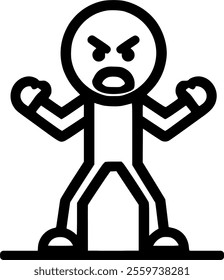 stick man angry, arguing, fighting sign, symbol, vector, art