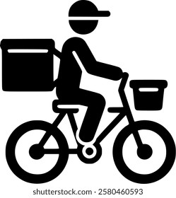 stick man bike delivery, food delivery sign, symbol, vector, art