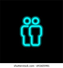 Stick man blue glowing neon ui ux icon. Glowing sign logo vector