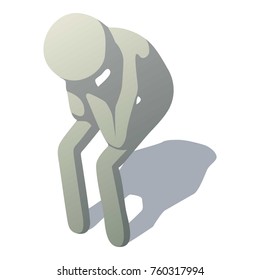 Stick man crying icon. Isometric illustration of stick man crying vector icon for web