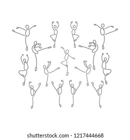 stick man dancing ballet vector for web
