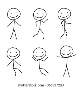 stick man in for different poses for animation style