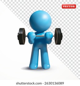 Stick man is exercising weight lifting, 3d vector. Suitable for sports and health