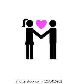 Stick man fall in love icon