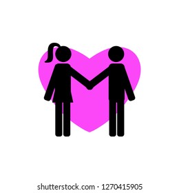 Stick man fall in love icon