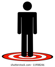 hombre o figura de palo sobre blanco rojo - vector