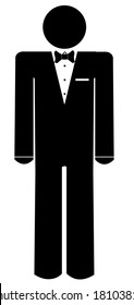 stick man or figure wearing a tuxedo - illustration