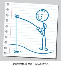 Stick man fisherman