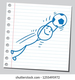 Stick man goalkeeper in action