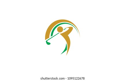 stick man golf logo vector