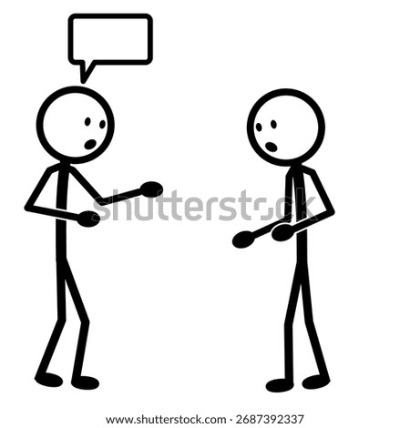 Stick man having friendly conversation with another person