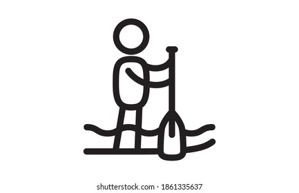 
stick man with helm icon flat style vector illustration.