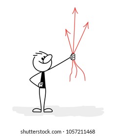 Stick man holding arrows