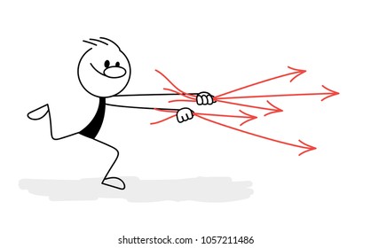 Stick man holding arrows
