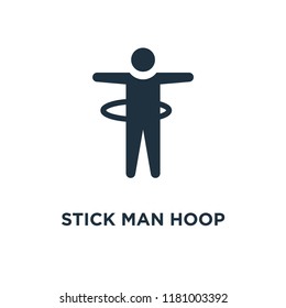 Stick Man Hoop icon. Black filled vector illustration. Stick Man Hoop symbol on white background. Can be used in web and mobile.
