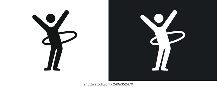 stick man hoop icon linear graphics set vector in black