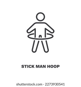 stick man hoop icon. Thin line stick man hoop icon from Fitness and Gym collection. Outline vector isolated on white background. Editable stick man hoop symbol can be used web and mobile