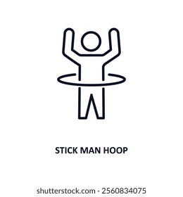 stick man hoop outline icon.  Thin line icon from gym and fitness collection. Editable vector isolated on white background