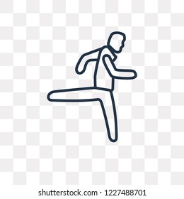 Stick Man Jumping vector outline icon isolated on transparent background, high quality linear Stick Man Jumping transparency concept can be used web and mobile