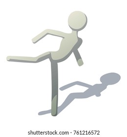 Stick man kicking icon. Isometric illustration of stick man kicking vector icon for web