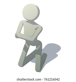 Stick man kneeling icon. Isometric illustration of stick man kneeling vector icon for web