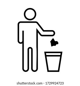 Haltet den Mann aus Müllentsorgung. Symbol für menschliche Figuren. Vector Stock Illustration.