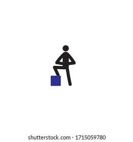 Stick man performs a gymnastic exercise with a cube Healthy lifestyle