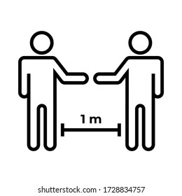 Stick man physical and social distancing. Human figures icon. Vector stock illustration.