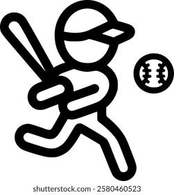 stick man playing baseball. Baseball player. Simple illustration of sign, symbol, vector, art